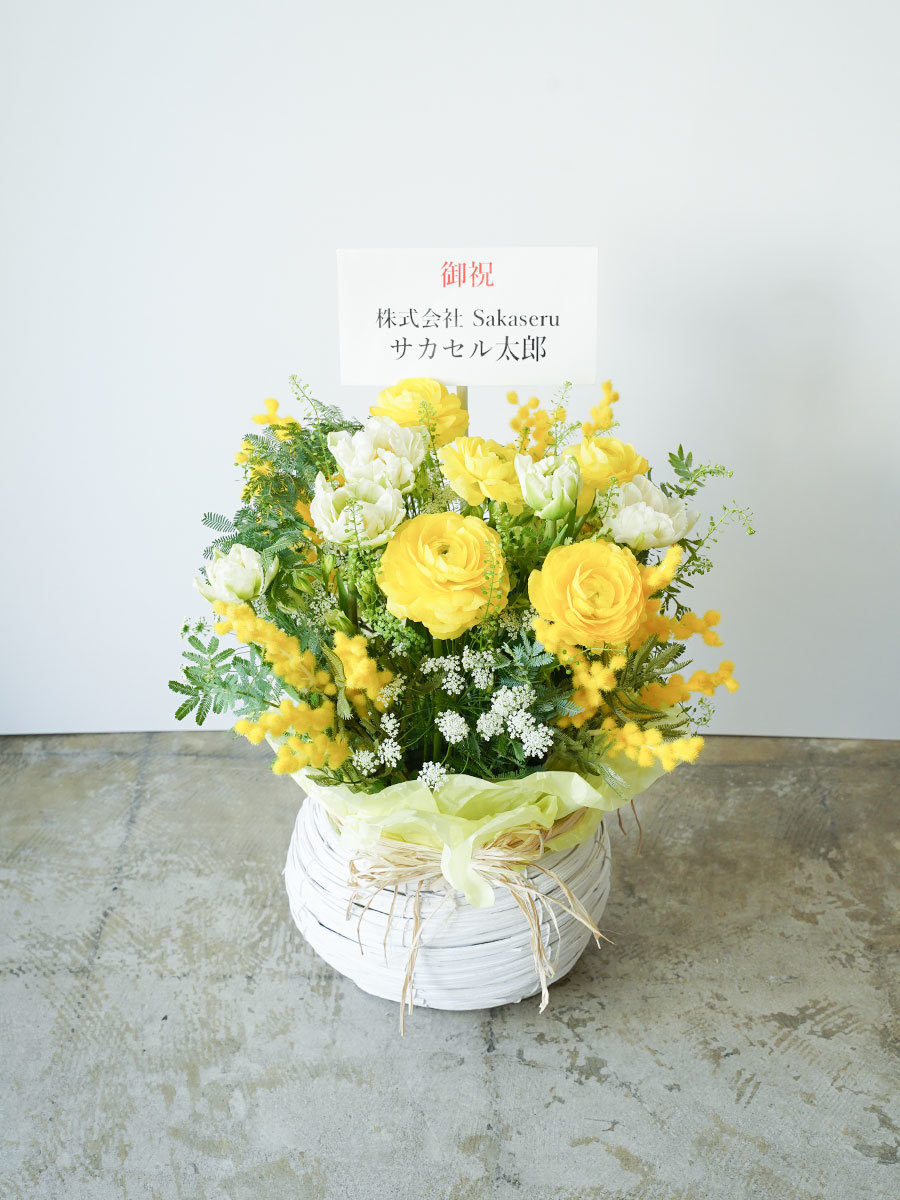 季節限定】ミモザの黄色アレンジ M｜おしゃれな祝い花通販Sakaseru