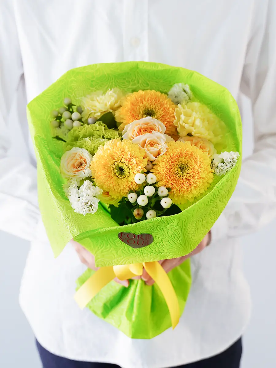 生花の花束 黄色 S｜フラスタ・楽屋花のSakaseru