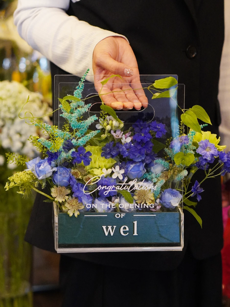 文字入れできる クリアトートアレンジ プレミアム｜フラスタ・楽屋花の