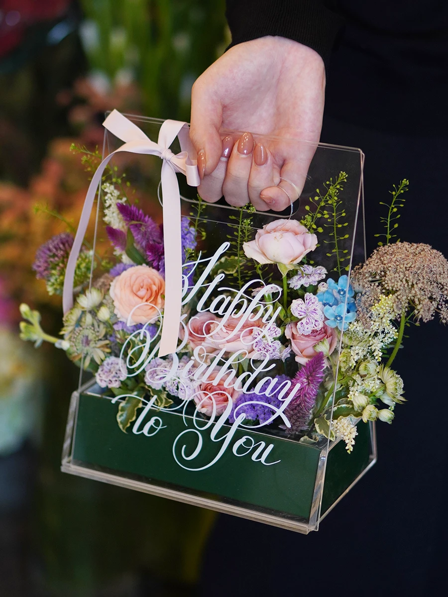 文字入れできる クリアトートアレンジ プレミアム｜フラスタ・楽屋花の