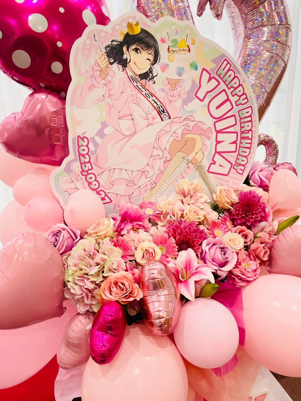 【ASL様】12/6大阪会場直送 ドレス バルーン  フラスタ 生誕祭 誕生日 BLACKNAZARENE 東出ひみこ様の生誕祭祝い連結バルーンアーチ