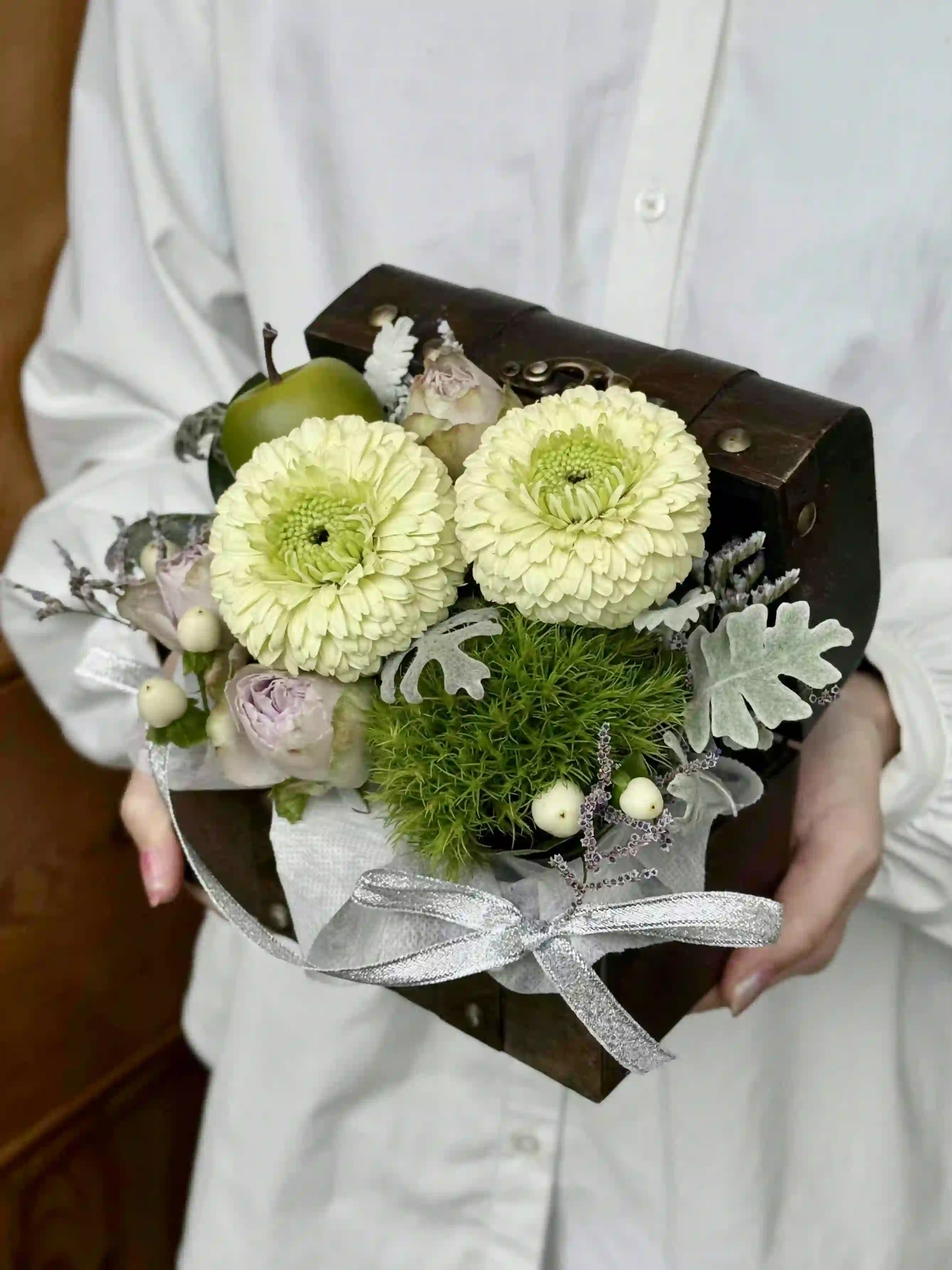 生花のトレジャーボックスアレンジ くすみカラー S