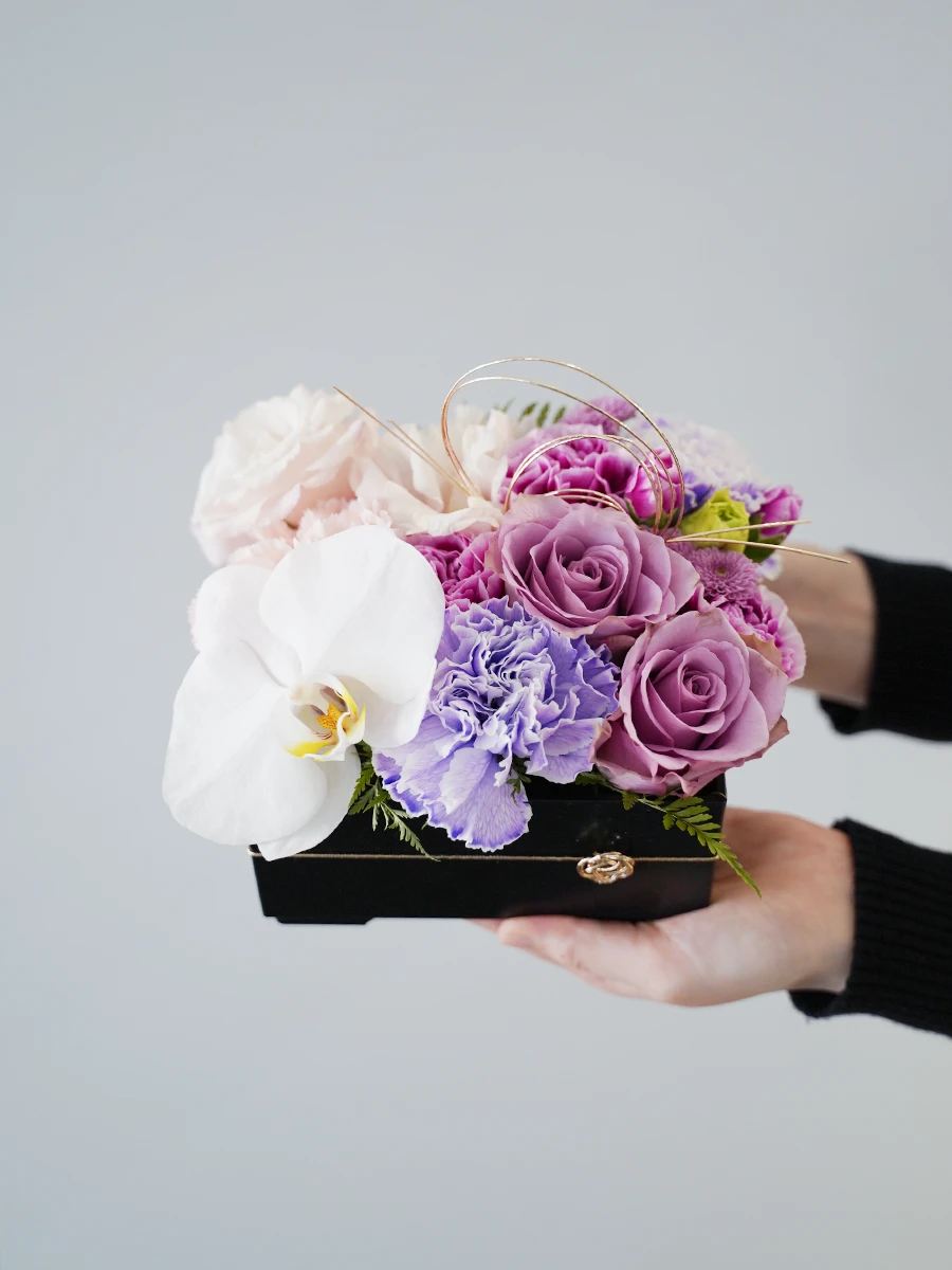 胡蝶蘭の和モダン生花アレンジ 紫 S