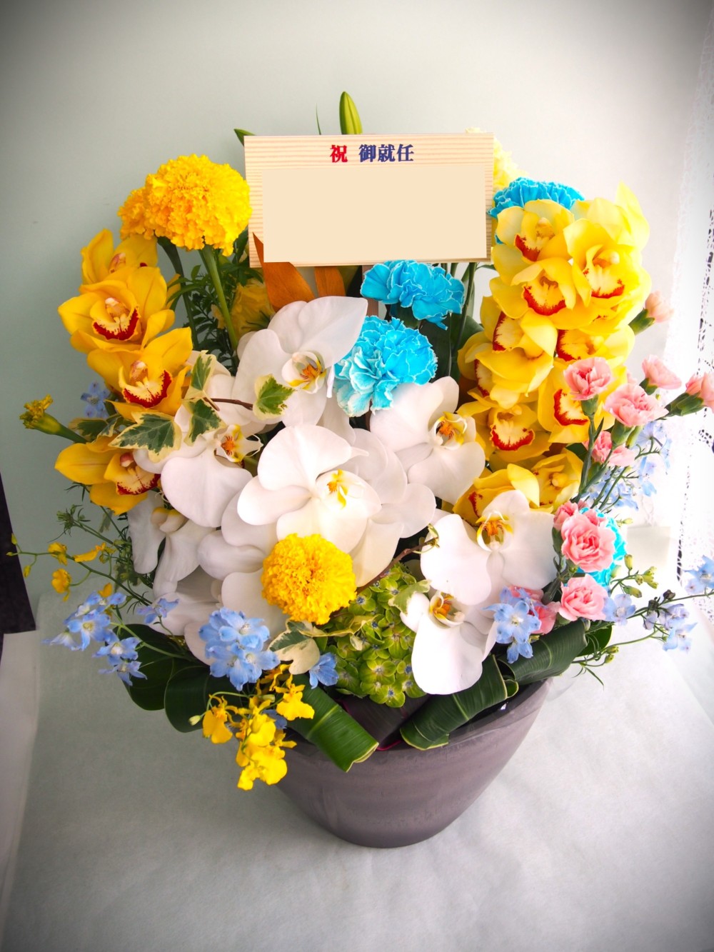 就任祝いに贈る 華やかな胡蝶蘭アレンジメント